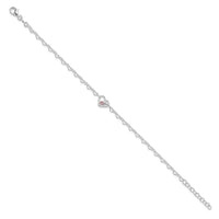 Sterling Silver Polished Heart Link CZ 7in w/1in ext. Bracelet - Larson Jewelers