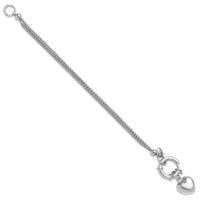 Sterling Silver Rhod-plated Polished Puff Heart Dangle 6.5in Bracelet - Larson Jewelers