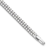 Sterling Silver Rhodium-plated Double Row CZ 7.25 inch Tennis Bracelet