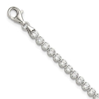 Sterling Silver Rhodium-plated 3.5mm Round CZ 7.5in Tennis Bracelet