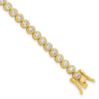 Sterling Silver Gold-tone 4mm Round CZ 7.5in Tennis Bracelet