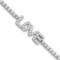 Sterling Silver Rhodium-plated CZ LOVE 7.25 inch Tennis Bracelet