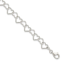 Sterling Silver 7.5inch Polished Fancy Heart Link Bracelet - Larson Jewelers