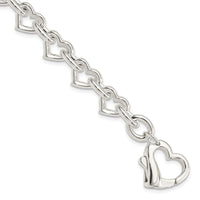 Sterling Silver 7.5inch Polished Fancy Heart Link Bracelet - Larson Jewelers