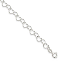 Sterling Silver 6inch Polished Fancy Heart Link Bracelet - Larson Jewelers