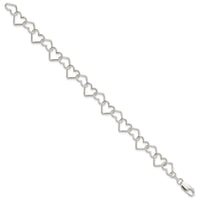 Sterling Silver Polished Fancy Large Heart Link Bracelet - Larson Jewelers