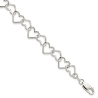 Sterling Silver Polished Fancy Large Heart Link Bracelet - Larson Jewelers