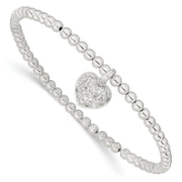 Sterling Silver CZ Heart Stretch Bracelet - Larson Jewelers