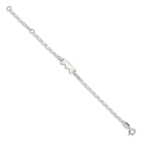 Sterling Silver Polished Heart Baby Engraveable ID Bracelet - Larson Jewelers