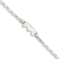 Sterling Silver Polished Heart Baby Engraveable ID Bracelet - Larson Jewelers