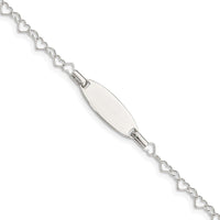 Sterling Silver Polished Engraveable Children's ID Heart Link Bracelet - Larson Jewelers