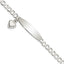 Sterling Silver Polished Curb Link ID Heart Dangle Bracelet - Larson Jewelers