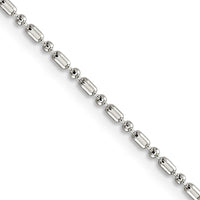 Sterling Silver 1.5mm Fancy Beaded Chain Necklace