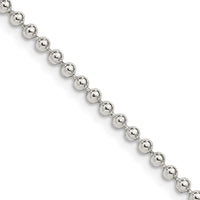 Sterling Silver 2.35mm Beaded Chain Necklace