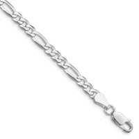 Sterling Silver Rhodium-plated 4.5mm Lightweight Flat Figaro Chain