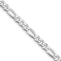 Sterling Silver Rhodium-plated Lightweight Flat Figaro Chain