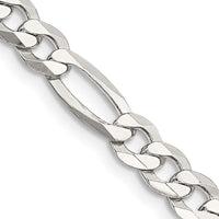 Sterling Silver 5.5mm Lightweight Flat Figaro Chain Necklace