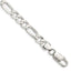 Sterling Silver 7.5mm Lightweight Flat Figaro Chain Bracelet