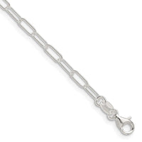 Sterling Silver Polished Elongated Cable Chain