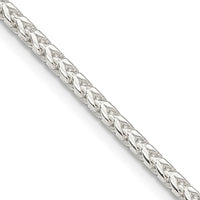 Sterling Silver 2.55mm D/C Square Franco Chain Necklace