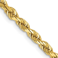 14K 20 Inch 3.35mm Diamond-cut Quadruple Rope Lobster Clasp Chain Necklace