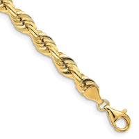 14K 8 Inch 7mm Diamond-cut Quadruple Rope Fancy Lobster Clasp Chain