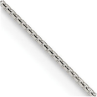 Sterling Silver 1.1mm Diamond-cut Round Box Chain Necklace w/2in ext.