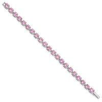 Sterling Silver Rhodium Plated Pink CZ 7 inch Tennis Bracelet