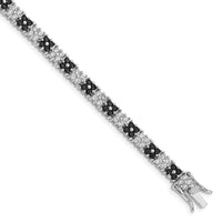 Sterling Silver Rhodium-plated 7in Black/White CZ Tennis Bracelet