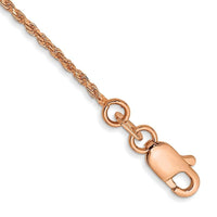 14K Rose Gold 7 inch 1mm Diamond-cut Man Made Rope with Lobster Clasp Chain