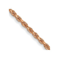 14K Rose Gold 1mm Diamond-cut Man Made Rope with Lobster Clasp Chain