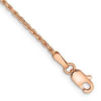 14K Rose Gold 7 inch 1.5mm Diamond-cut Man Made Rope with Lobster Clasp Chain