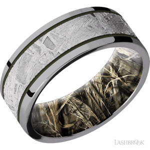 Tantalum with Polish Finish and Meteorite Inlay and RealTree Advantage Max-4 - 8MM - Larson Jewelers