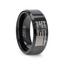 American Flag and Cross Engraved Black Tungsten Beveled Band