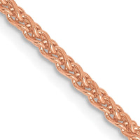 14K Rose Gold 2.1mm Diamond-cut Spiga with Lobster Clasp Chain Necklace