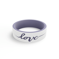 VIOLET Women's Lilac & White Strata Love Silicone Band - 6mm - Larson Jewelers