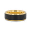 GASTON Gold Plated Tungsten Polished Beveled Ring with Brushed Black Center - 6mm 8mm