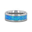 QUASAR Tungsten Wedding Band with Blue Green Opal Inlay - 4mm - 10mm