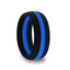 Matte Black Men's Silicone Ring ring With Vibrant Blue Colored Inlay - 8mm - Larson Jewelers