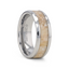 MESOZOIC Men’s Tungsten Flat Beveled Wedding Ring with White Dinosaur Bone Inlay - 4mm or 8mm