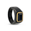 SPARRO Black Titanium Signet Ring With Black Onyx Inlay Outlined in Gold Plating