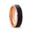 HAYDEN Rose Gold Plated Tungsten Polished Beveled Ring with Brushed Black Center - 6mm & 8mm