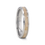 MESOZOIC Men’s Tungsten Flat Beveled Wedding Ring with White Dinosaur Bone Inlay - 4mm