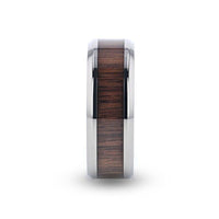 SCOTIA Beveled Titanium Ring with Black Walnut Wood Inlay - 8mm - Larson Jewelers