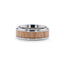 RUBRA Red Oak Wood Inlaid Titanium Ring with Bevels - 8mm - Larson Jewelers