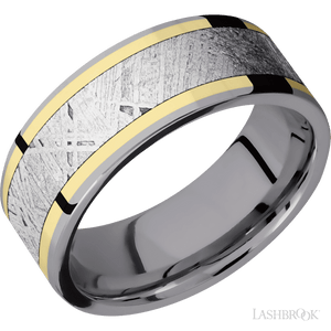 Tantalum with Polish Finish and 14K Yellow Gold Inlay - 8MM - Larson Jewelers