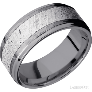 Tantalum with Hammer , Polish Finish and Meteorite Inlay - 9MM - Larson Jewelers