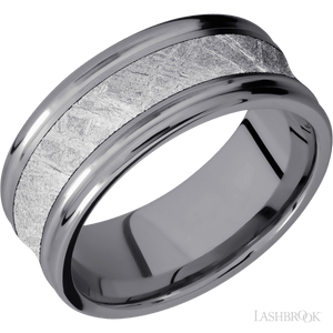 Tantalum with Satin , Polish Finish and Meteorite Inlay - 9MM - Larson Jewelers