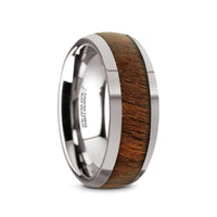 JUGLAN Tungsten Carbide Polished Finish Men’s Domed Wedding Ring with Exotic Black Walnut Wood Inlay - 8mm - Larson Jewelers