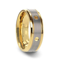 BOUNDLESS Gold-Plated Titanium Flat Brushed Center With Rotating Screw Design And Beveled Polished Edges - 8mm - Larson Jewelers